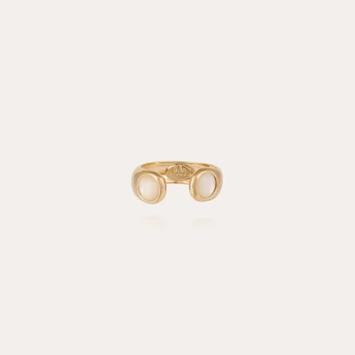 Saint Germain ring gold - White Mother-of-pearl
