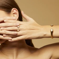 Saint Germain ring gold - White Mother-of-pearl