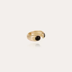 Saint Germain ring gold - Labradorite & black Onyx