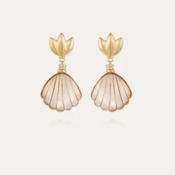 Sanibel earrings gold - White Mother-of-pearl