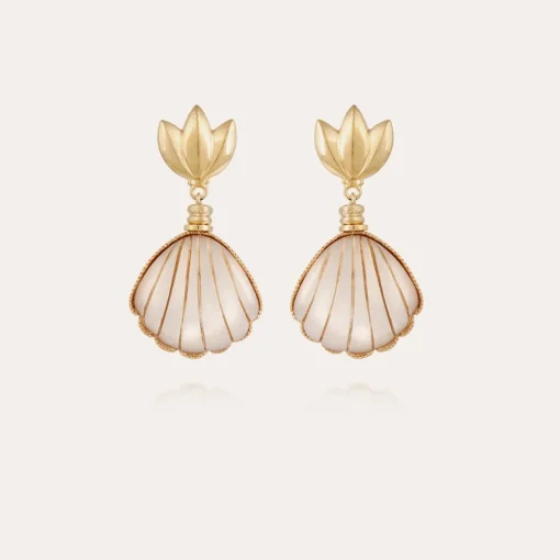 Sanibel earrings gold - White Mother-of-pearl