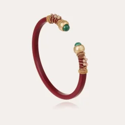 Sari bis bracelet acetate gold - Red - Malachite