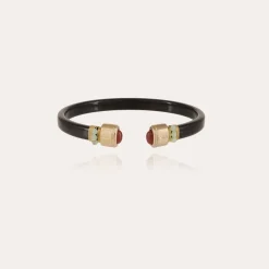 Sarina Bis bracelet acetate gold - Black - Carnelian