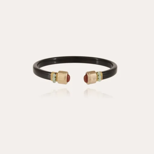 Sarina Bis bracelet acetate gold - Black - Carnelian