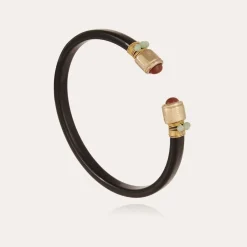 Sarina Bis bracelet acetate gold - Black - Carnelian
