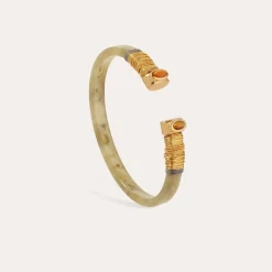 Sarina Bis bracelet acetate gold - Verdigris - Tiger eye's