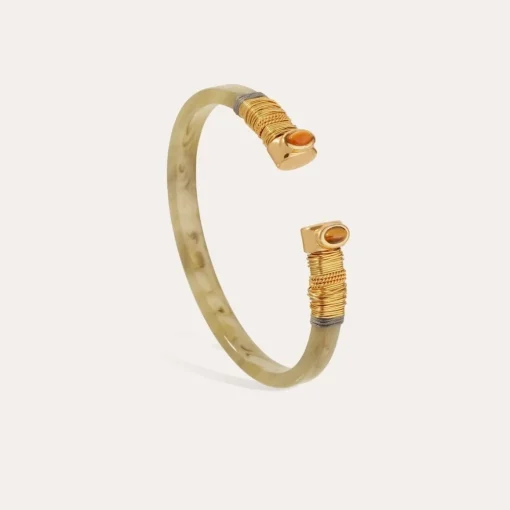 Sarina Bis bracelet acetate gold - Verdigris - Tiger eye's