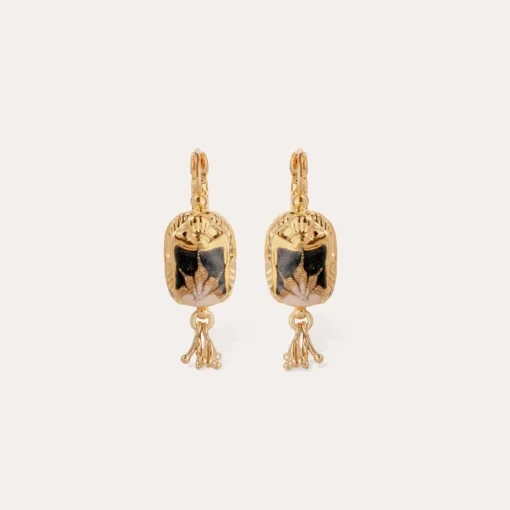 Scaramouche enamel earrings gold