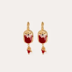 Scaramouche enamel earrings gold