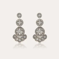 Sequin triple rows earrings silver