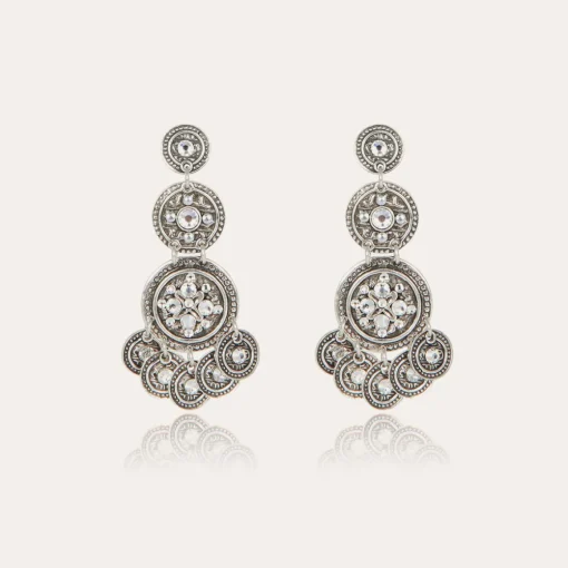 Sequin triple rows earrings silver