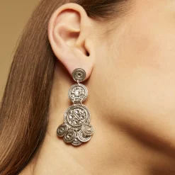 Sequin triple rows earrings silver