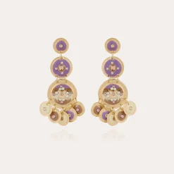 Sequin triple rows earrings gold