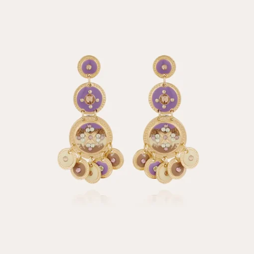 Sequin triple rows earrings gold