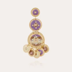 Sequin triple rows earrings gold
