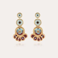 Sequin triple rows earrings gold