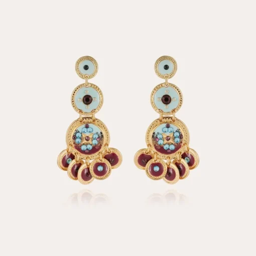 Sequin triple rows earrings gold
