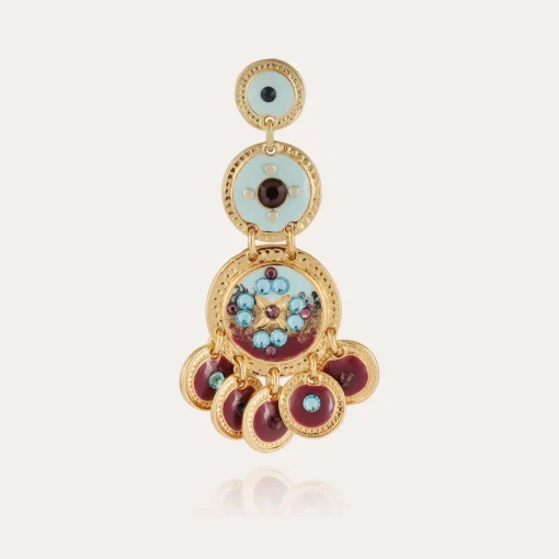 Sequin triple rows earrings gold