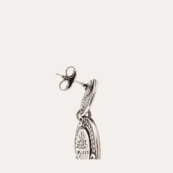 Sequin two rows earrings silver