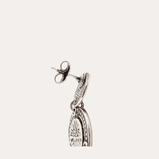 Sequin two rows earrings silver