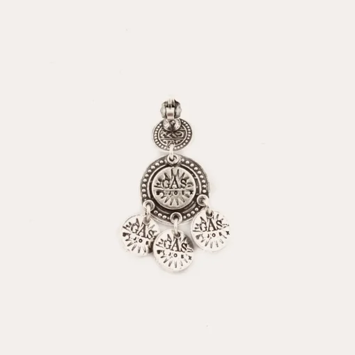 Sequin two rows earrings silver