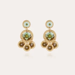 Sequin two rows earrings gold