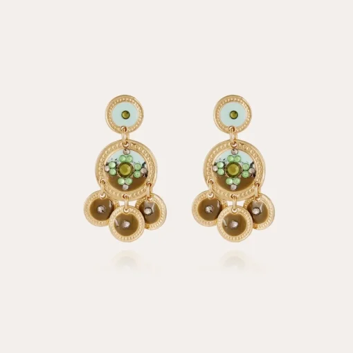 Sequin two rows earrings gold