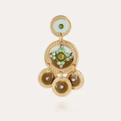 Sequin two rows earrings gold
