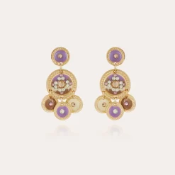 Sequin two rows earrings gold