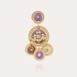 Sequin two rows earrings gold
