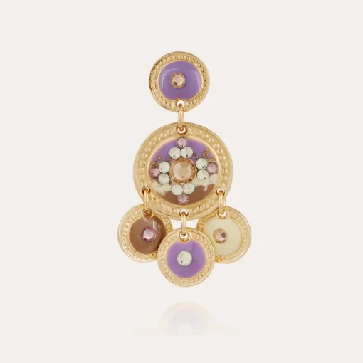 Sequin two rows earrings gold