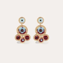 Sequin two rows earrings gold