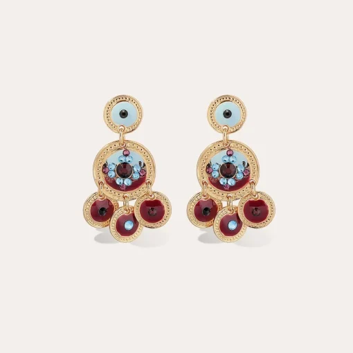 Sequin two rows earrings gold