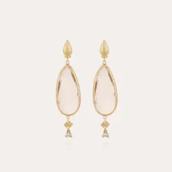 Serti Goutte earrings gold - Crystal