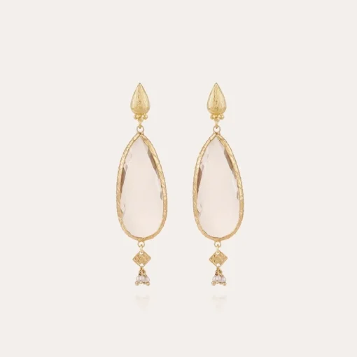 Serti Goutte earrings gold - Crystal