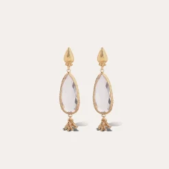 Serti Goutte earrings small size gold - Crystal