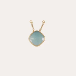 Serti pendant gold - Blue Calcite