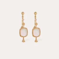Serti Pondicherie earrings small size gold - White Mother-of-pearl