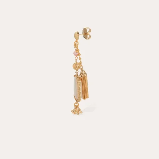 Serti Pondicherie earrings small size gold - White Mother-of-pearl