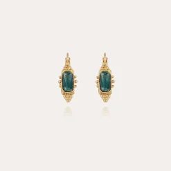 Serti Talisman earrings small size gold - Blue Apatite