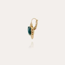Serti Talisman earrings small size gold - Blue Apatite