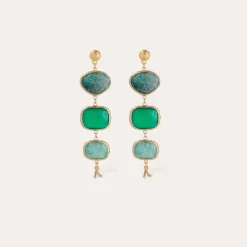Silene earrings gold - Blue Apatite, Green Onyx & Amazonite