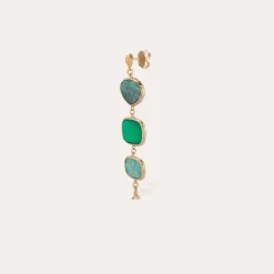 Silene earrings gold - Blue Apatite, Green Onyx & Amazonite