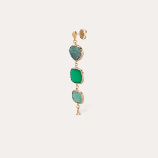 Silene earrings gold - Blue Apatite, Green Onyx & Amazonite