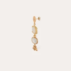 Silene earrings gold - White Mother-of-pearl & Crystal
