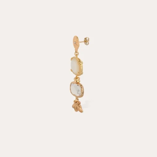 Silene earrings gold - White Mother-of-pearl & Crystal