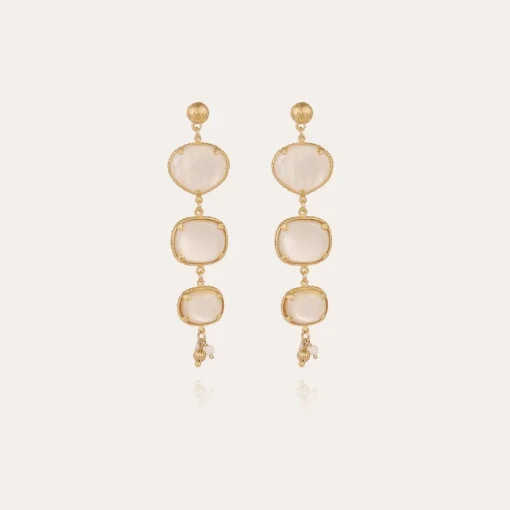 Silene mother-of-pearl earrings gold - White Mother-of-pearl