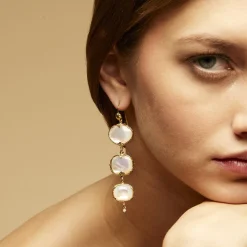 Silene mother-of-pearl earrings gold - White Mother-of-pearl