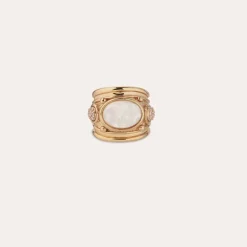 Simone ring gold - Strass & Mother-of-pearl