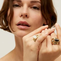 Simone ring gold - Strass & Mother-of-pearl